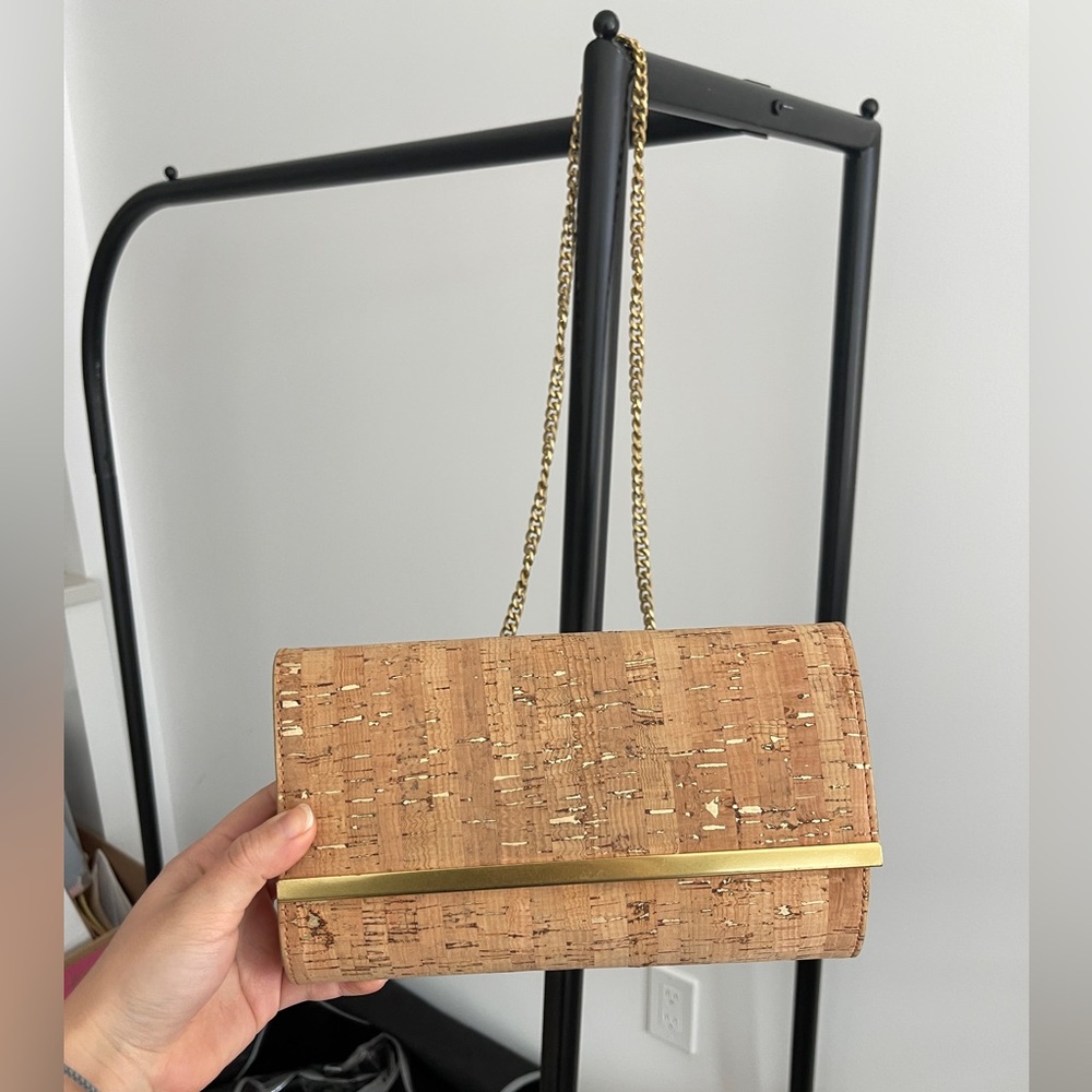 J. Crew Tan Clutch with Gold Accents